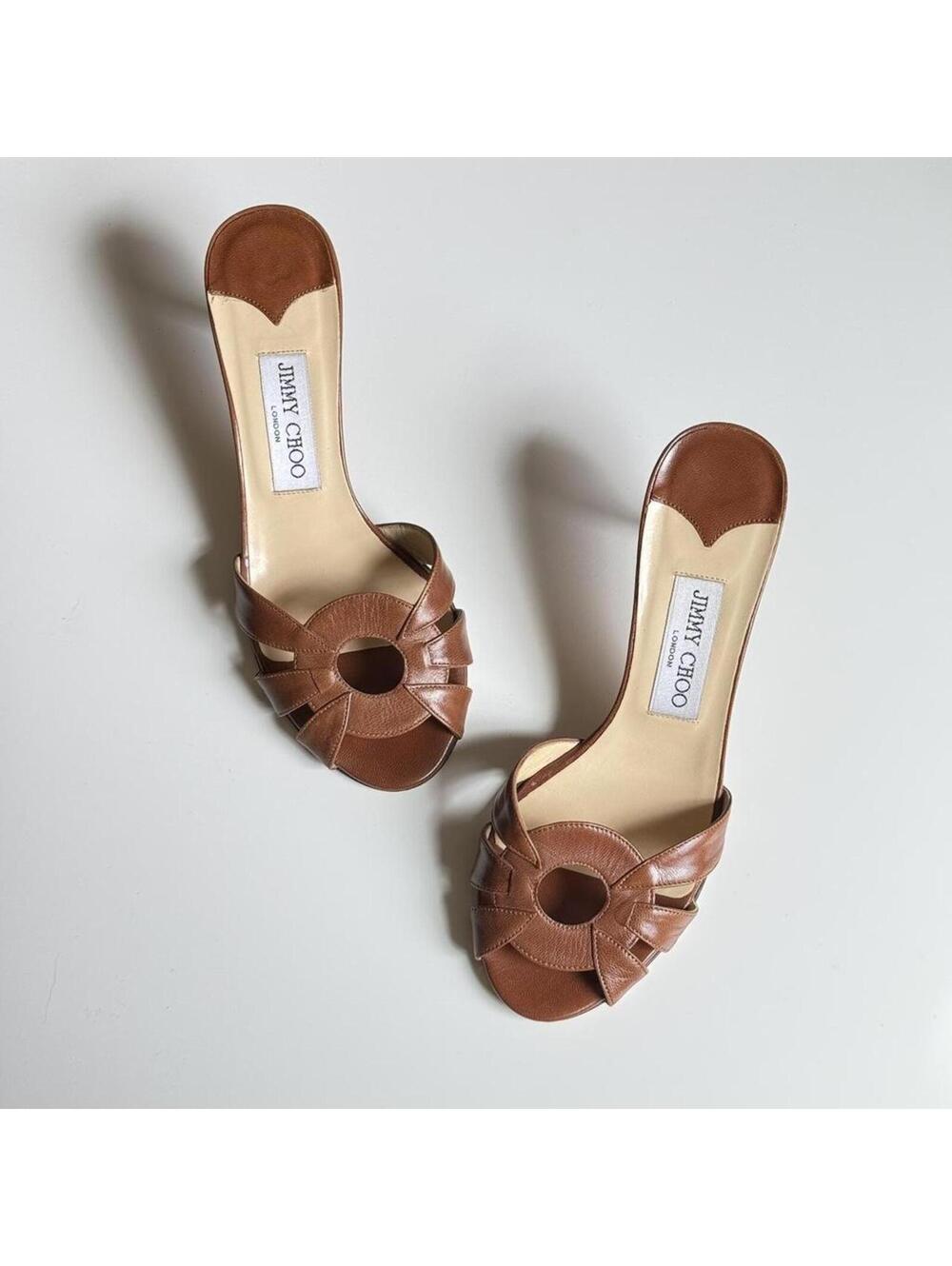 Jimmy Choo brown leather mules